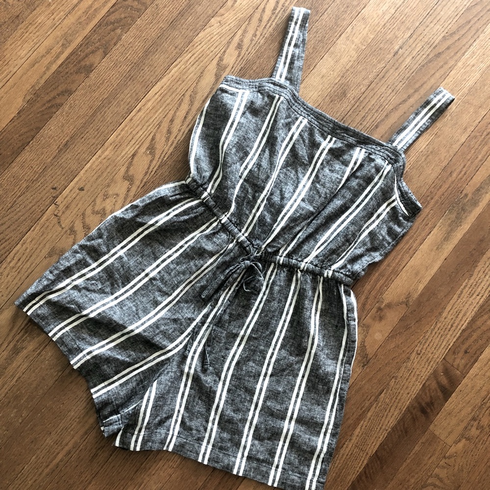 GAP Black & White Striped Linen Romper
